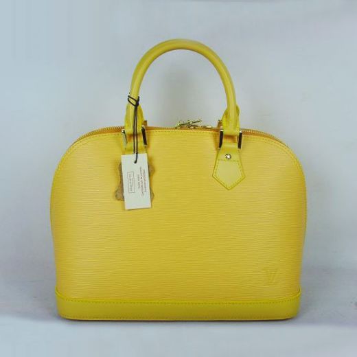 Vogue Lemon Yellow Louis Vuitton EPI Leather Tote Bags Zipper Closure Good Designer Online Sale 