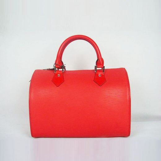 New Louis Vuitton Speedy Red EPI Leather Rounded Top Handles Ladies Silver Zipper Boston Bag 