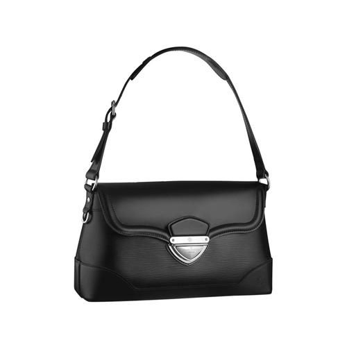 Street Style Louis Vuitton Epi Leather Silver Release Buckle Adjustable Shoulder Handle 2way Black Handbag For Her