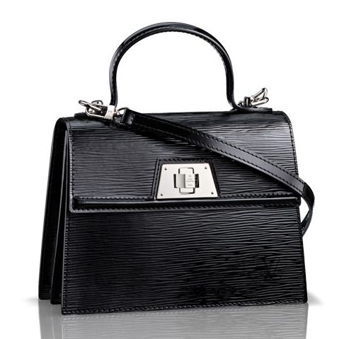 Best Louis Vuitton EPI Leather Single Flat Handle Silver Turn-lock Ladies Black Crossbody Bag For Sale 