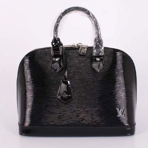 Popular Louis Vuitton Alma Epi Leather Double Pull Zipper Pad-lock Womens Black Tote Bag 