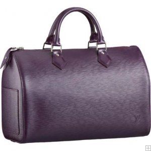 Latest Louis Vuitton EPI Leather Speedy Tubular Handles Silver Hardware Ladies Purple Tote Bag For Sale