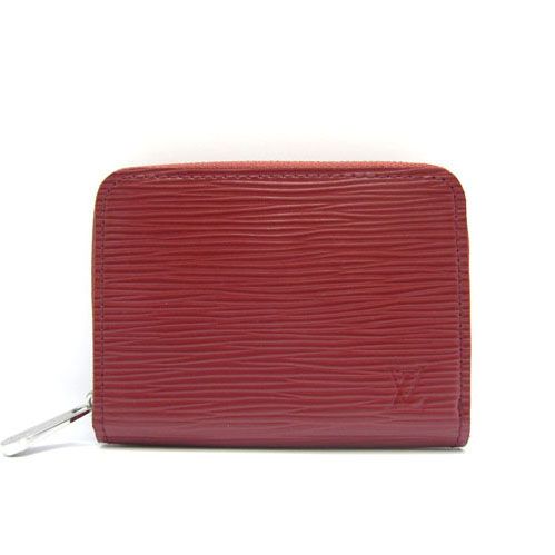Best Louis Vuitton EPI Leather Two Compartments Silver Zipper Short Red  Wallet For Womens 
