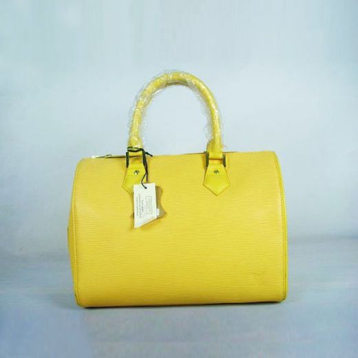 High Quality Louis Vuitton Speedy Toron Top Handles Silver Zipper Opening Yellow Epi Leather Tote Bag 