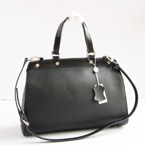 Chic Black Louis Vuitton Brea EPI Leather Tote Bag Zipped&Button Closure Free Shipping Online Sale 