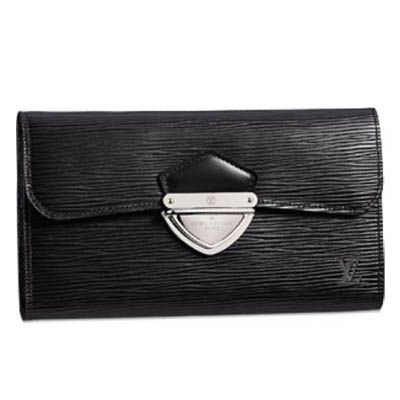 Low Price Louis Vuitton Epi Leather Silver Push Button Logo Signature Ladies Black Long Flap Wallet In UK