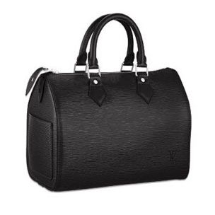 Black knock-off Louis Vuitton Speedy EPI Leather Tote Bags Top Rounded Handles Silver Hardware Free Delivery