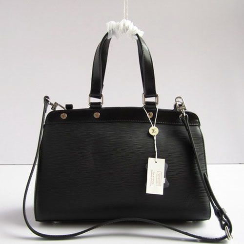 Best Louis Vuitton Brea EPI Leather Studs Design Silver Zipper Top Flat Handles Ladies Black 2way Shoulder Bag