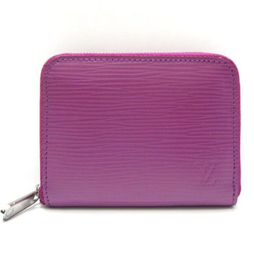 Women's Summer Vintage Louis Vuitton Epi Leather Zipper Around Closure Purple Cow Leather Short Wallet  