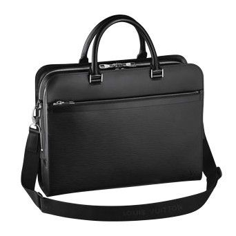 Unisex Louis Vuitton Epi Leather Two Compartments Silver Zipper Pocket 3way Black Messenger Bag For Job
