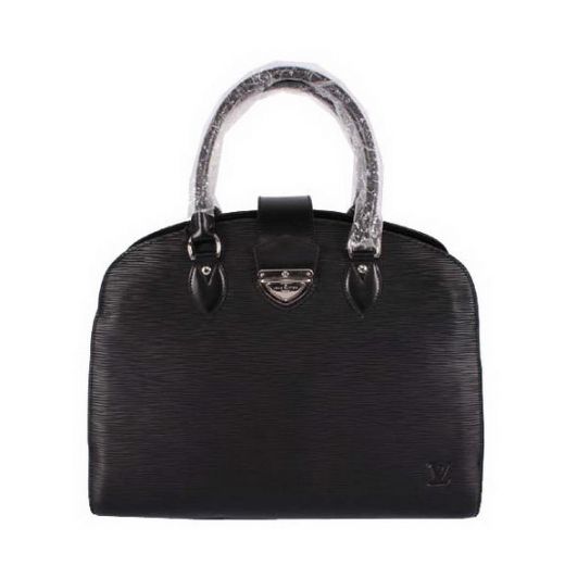 Louis Vuitton Pont Neuf Epi Leather Slim Flip-over Flap Silver Push Button Black Cow Leather Tote Bag For Womens 