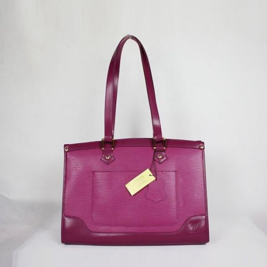 Women's Top Sale Louis Vuitton Yellow Gold Zipper Top Flat Shoulder Handles Purple Epi & Smooth Leather Patched Bag 