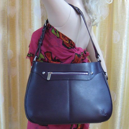 Cheap Louis Vuitton Epi Leather Silver Zipper Pocket Belt Shoulder Handle Purple Handbag For Womens  