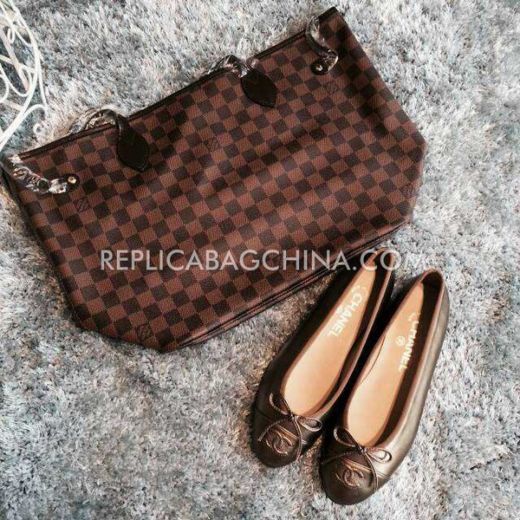 Hot Selling Louis Vuitton Neverfull Slim Top Handle Red Striped Lining Brown Epi Leather Damier Shopping Bag For Womens 