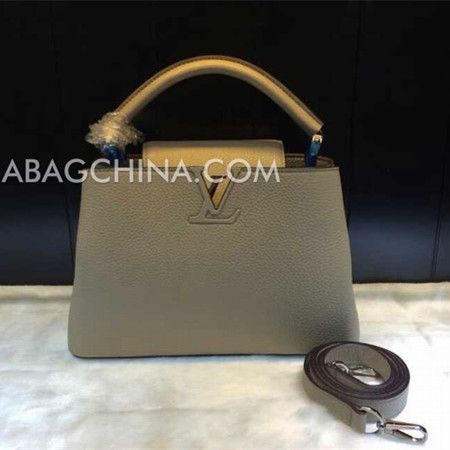 New Louis Vuitton Grey Calfskin Leather LV Logo Motif Ladies Single Handle Flap Crossbody Bag 