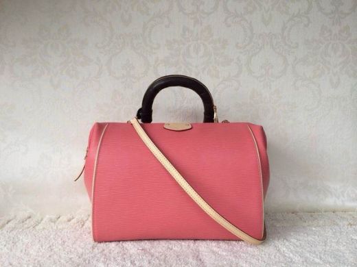 Sweet Style Louis Vuitton Black Single Handle Beige Trimming Womens Pink Calfskin Leather Tote Bag Price Online