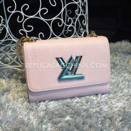 Hot Selling Louis Vuitton Twist Large Silver LV Buckle Yellow Gold Link Chain Shoulder Strap Womens Pink Flap Crossbody Bag