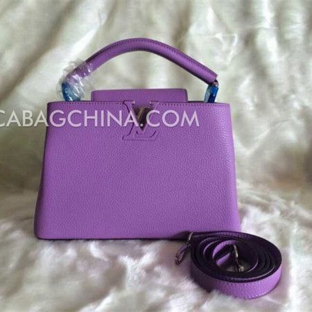 Louis Vuitton Capucines Most Fashion LV Motif Design Single Top Handle Females Purple Grainy Leather Tote Bag 