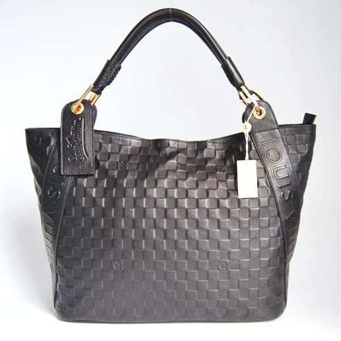 Low Price Louis Vuitton Tartan Pattern Grey Cow Leather Tote Bag Womens Shoulder Bag Sale 
