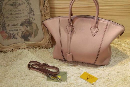 Street Style Louis Vuitton Tubular Top Handle Silver Zipper Closure Pink Calfskin Leather Womens Patched Shoulder Bag