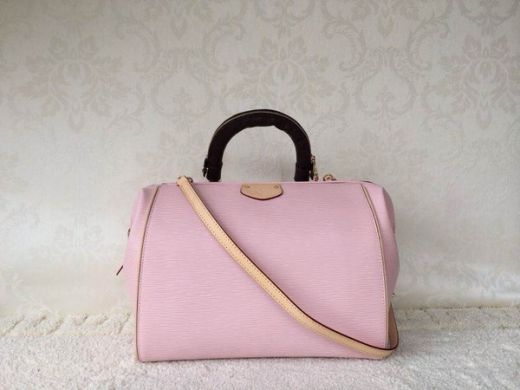 Women's Cheap Louis Vuitton Black Top Handle Apricot Detail Ladies Pink Calfskin Zipper Opening Tote Bag 