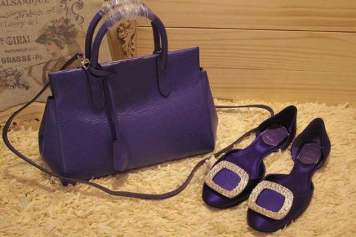 Spring Best Louis Vuitton Marly Yellow Gold Hardware Toron Handles Purple Epi Leather Tote Bag For Sale