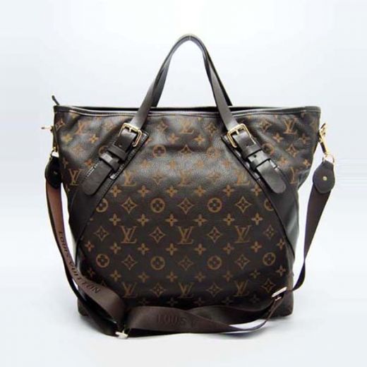 Low Price Louis Vuitton Belt & Buckle Detail Yellow Gold Zipper Top Ladies Black Monogram Shoulder Bag 