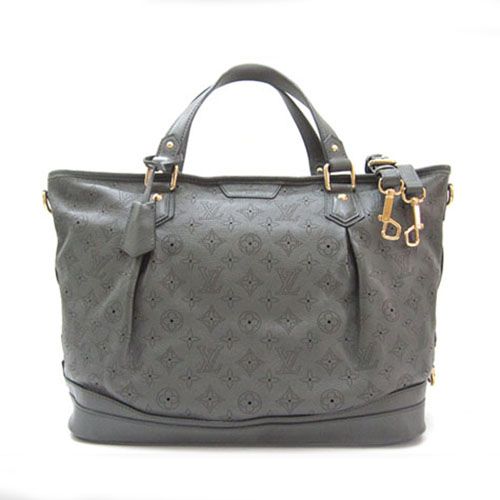 Large Louis Vuitton Mahina Females Logo Pattern Grey Cow Leather 2way Tote Bag Fashion Shoulder Bag