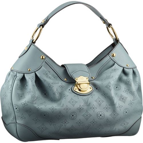 Most Fashion Louis Vuitton Mahina Monogram Pattern Flat Single Top Handle Ladies Blue Leather 2way Copy Tote Bag