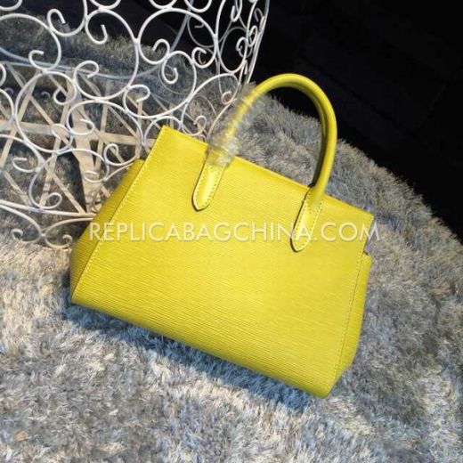 AAA Quality Louis Vuitton Marly Extensive Gussets Tubular Top Handles Silver Hardware Females Yellow Epi Leather Totes