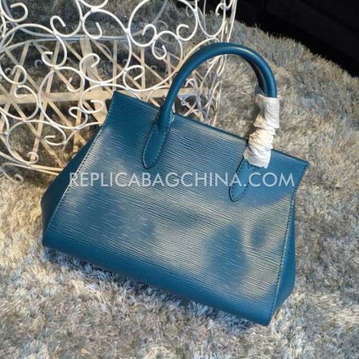 High Quality Louis Vuitton Marly Silver Hardware Rounded Top Handles Ladies Blue Leather Tote Bag 2022 Price