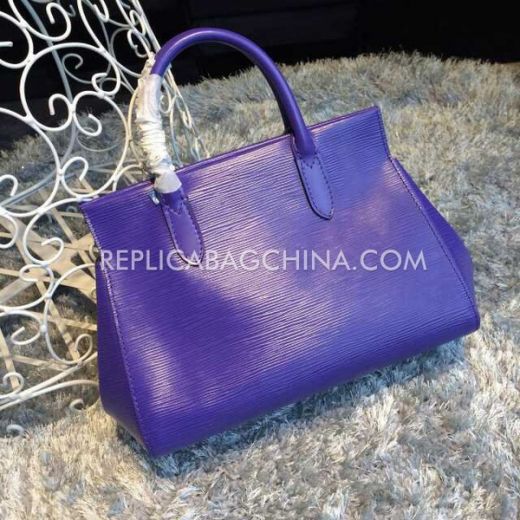 Top Style Louis Vuitton Marly Silver Zipper Closure Top Handles Womens Blue Epi Calfskin Leather Handbag 