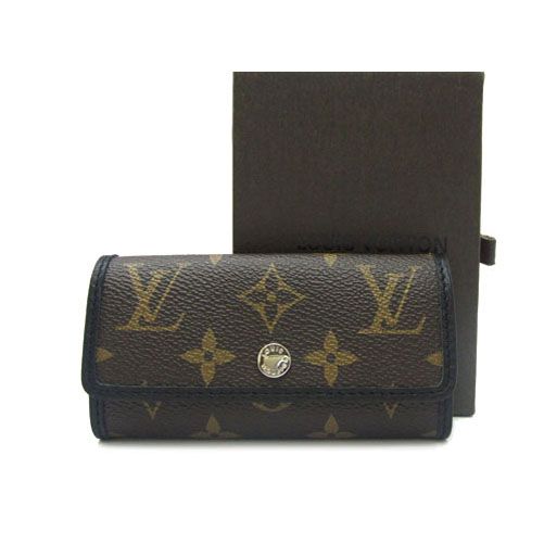 LV Monogram Canvas Long Flap-over Unisex Card Bag With Gold Buckle