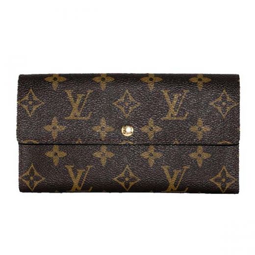 High-End LV Monogram Canvas Flap-over Unisex Wallet With Brown Inner 