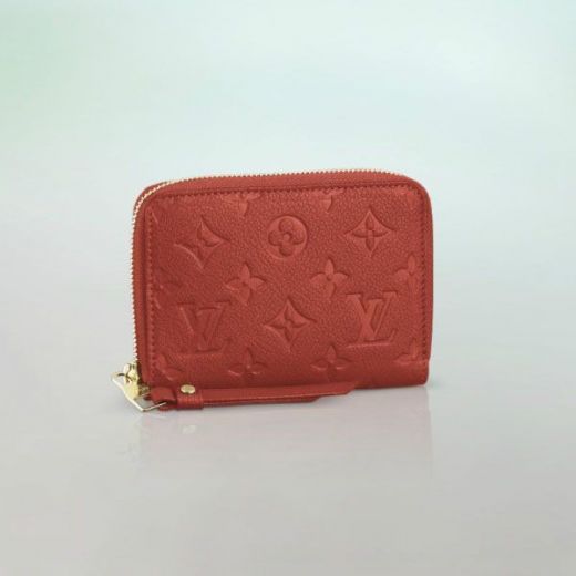 Top Selling LV Monogram Empreinte Red Cow Leather Ladies Short Yellow Gold Zipper Around Short Wallet Sale Malaysia