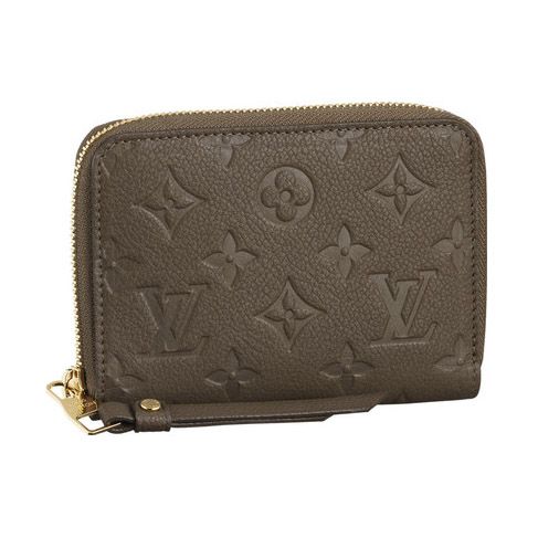 2022 New Louis Vuitton Monogram Empreinte Brown Leather Yellow Gold Zip Around Ladies Short Wallet UK