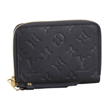 Best Louis Vuitton Monogram Empreinte LV And Flower Printing Ladies Black Leather Short Zipper Wallet  Online