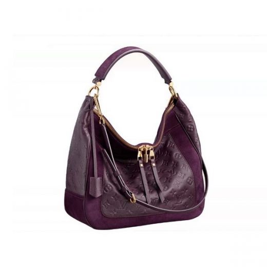 Low Price Louis Vuitton Monogram Empreinte Yellow Gold Hardware Suede Leather Ladies Purple 2way Shoulder Bag 