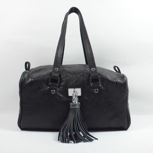 Fashion Louis Vuitton Monogram Empreinte Tassels Trimming Flat Handles Ladies Black Leather Tote Bag For Sale