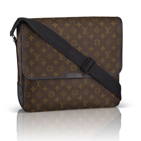 Louis Vuitton Monogram Macassar Black Canvas Shoulder Strap Mens Brown Leather Flap Messenger Bag 