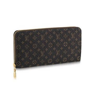Elegant Design Louis Vuitton Monogram Mini Lin Brown Canvas Ladies Yellow Gold Zipper Long Wallet 