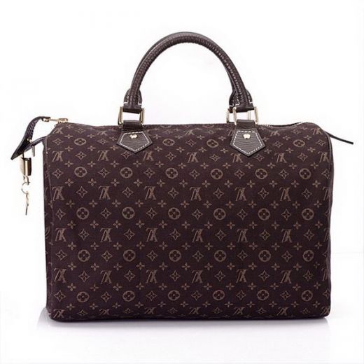 High-end Louis Vuitton Monogram Mini Lin Golden Hardware Rounded Top Handle Brown Canvas Ladies Totes 