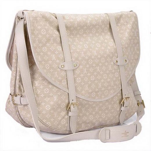  Louis Vuitton Monogram Mini Lin Leather Belt & Golden Buckle Design Ladies White Canvas Flap Handbag 
