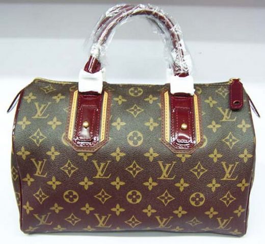Best Quality Louis Vuitton Monogram Mirage Patent Leather Handles LV Printing Ladies Red Zipper Boston Bag 