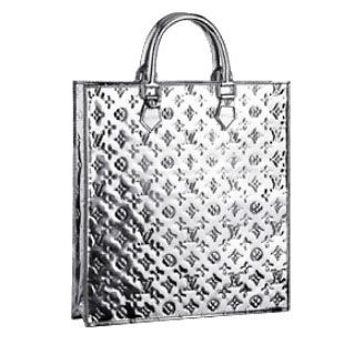 Spring Limited Edition Louis Vuitton Monogram Miroir Silver Lizard SAC Plat Hand  Tote Bag 