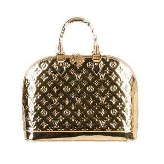 Top Sale Louis Vuitton Monogram Miroir Alma Gold Leather Double Zipper Curved Top Womens Tote Bag 