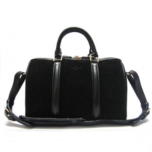 Louis Vuitton Keepall Monogram Grainy Leather Band Detail Black Suede Double Zipper 2way Ladies Boston Bag 