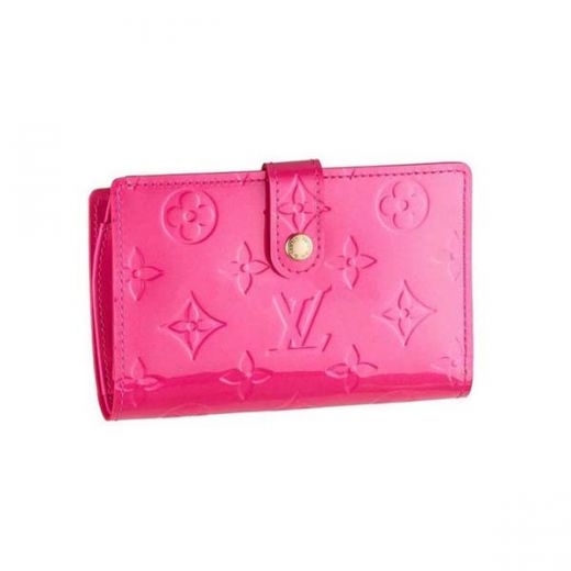 Louis Vuitton  Pink  Monogram Vernis Flip-over Wallet Stylish Lady 