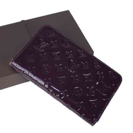 High-End Girls Louis Vuitton Monogram Vernis Purple Wallet Zip Around Design