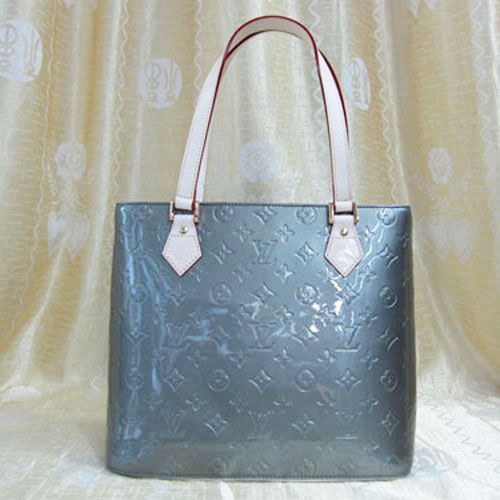 Modest Price Louis Vuitton Monogram Vernis Grey Blue Shoulder Bag Gold  Metal